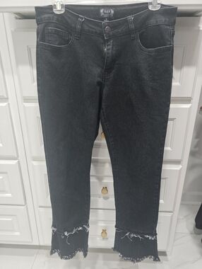 Women's A.Z.I Black Distressed Hem Jeans